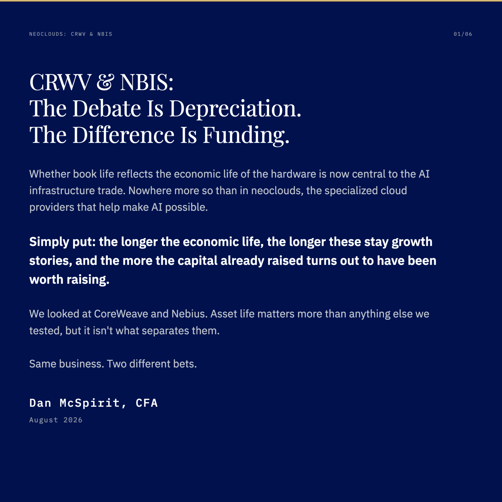 CRWV & NBIS: The Debate Is Depreciation. The Difference Is Funding.